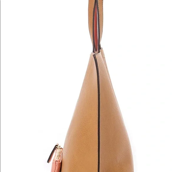 Overbrooke Reversible Tote Bag Vegan Leather Womens Shoulder Tote with Wristlet - Picture 3 of 7